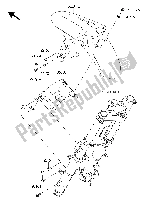 All parts for the Front Fender(s) of the Kawasaki Ninja 300 2015