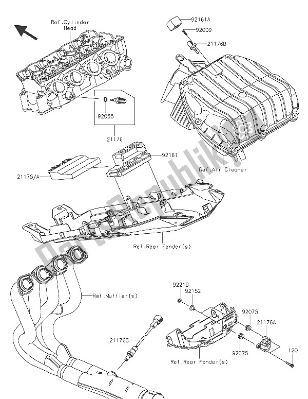 All parts for the Fuel Injection of the Kawasaki Ninja ZX 6R 600 2016