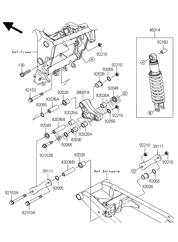 All parts for the Suspension & Shock Absorber of the Kawasaki Ninja 250R 2009