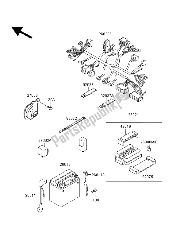 Tutte le parti per il Equipaggiamento Elettrico Del Telaio del Kawasaki Zephyr 550 1996