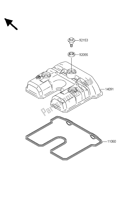 All parts for the Cylinder Head Cover of the Kawasaki KLX 250 2012