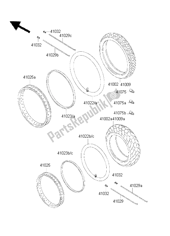 All parts for the Tires of the Kawasaki KLE 500 2001