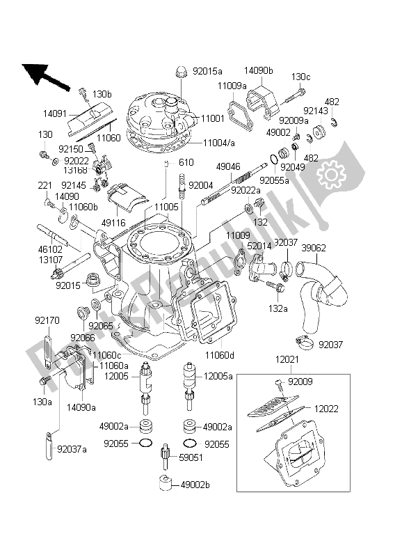 Tutte le parti per il Testata E Cilindro del Kawasaki KX 250 2003