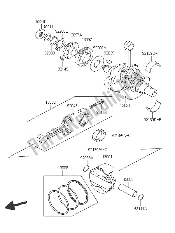 Toutes les pièces pour le Vilebrequin Et Piston (s) du Kawasaki KLV 1000 2005
