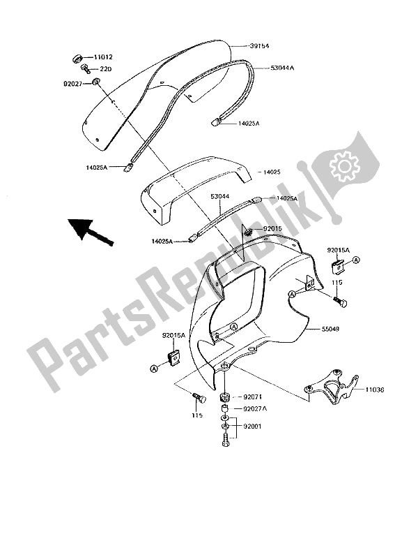 All parts for the Cowling of the Kawasaki GPZ 305 Belt Drive 1994