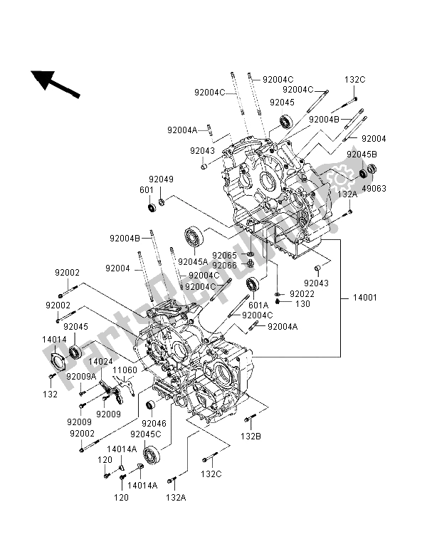 All parts for the Crankcase of the Kawasaki VN 800 1998