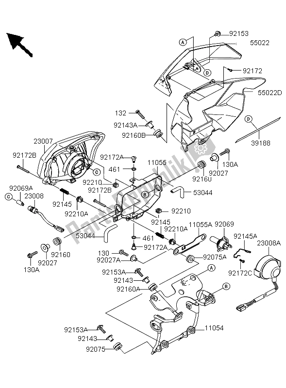 Tutte le parti per il Faro del Kawasaki KLX 250 2011