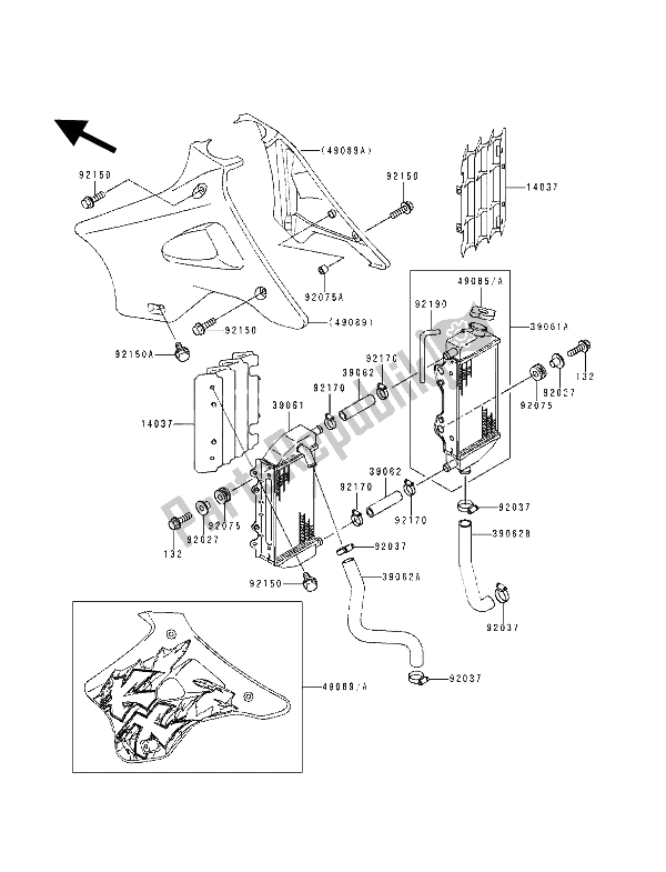 Todas las partes para Radiador de Kawasaki KX 250 1994