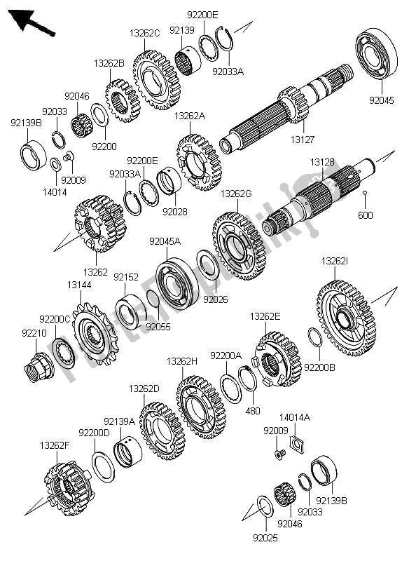 All parts for the Transmission of the Kawasaki ER 6N ABS 650 2012