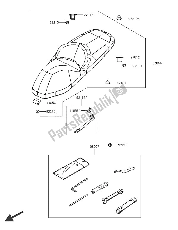 All parts for the Seat of the Kawasaki J 300 2016