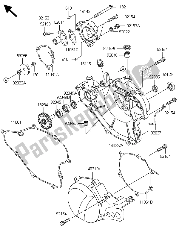 Tutte le parti per il Coperchio (i) Del Motore del Kawasaki KX 65 2014