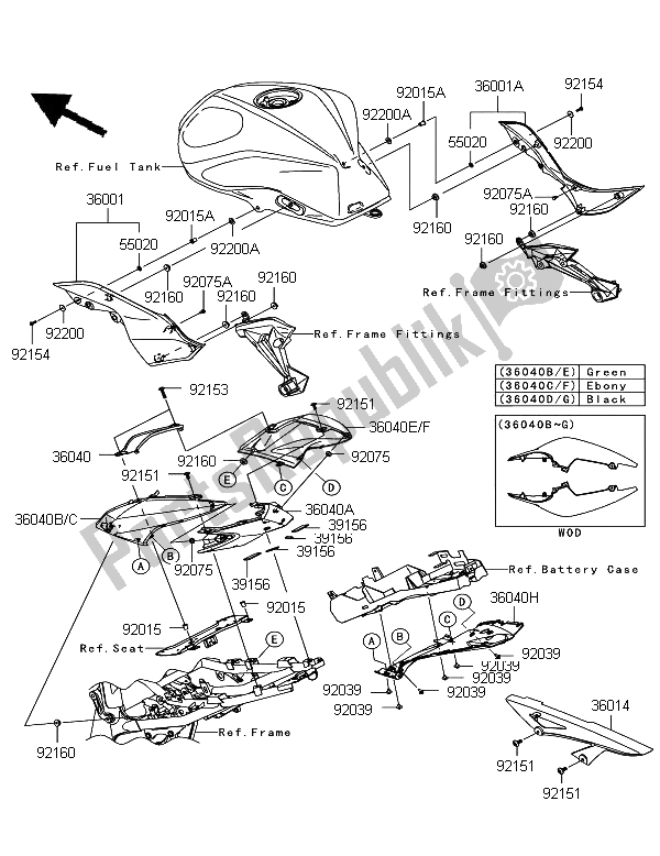 Todas las partes para Cubiertas Laterales Y Cubierta De Cadena de Kawasaki Z 750R ABS 2011
