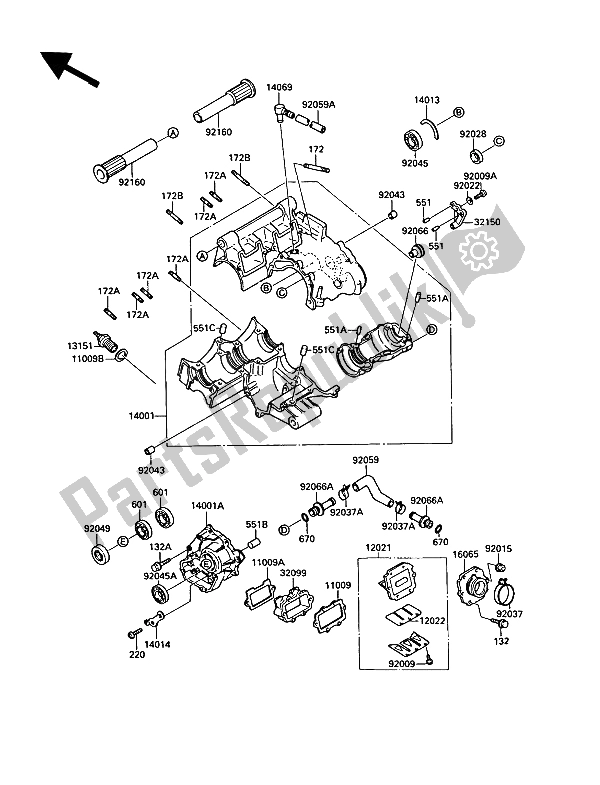 Tutte le parti per il Carter del Kawasaki KR 1 250 1989