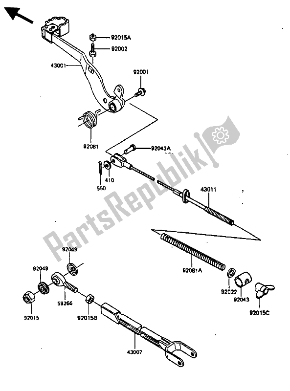 Todas as partes de Pedal De Freio do Kawasaki KX 500 1985