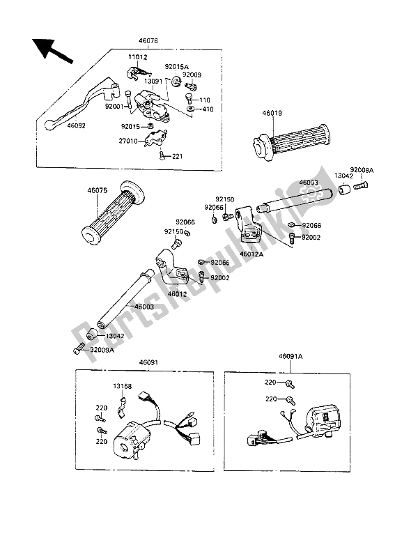 Todas las partes para Manillar de Kawasaki GPX 600R 1989