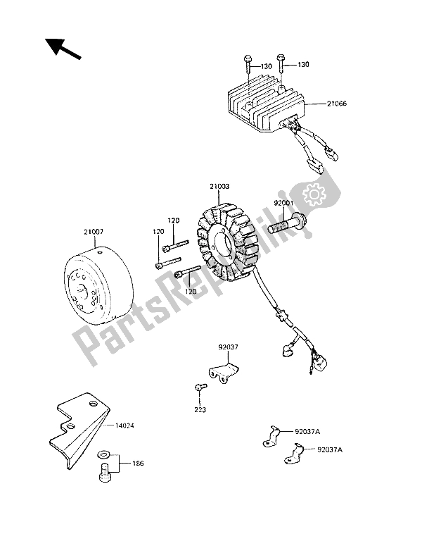 Tutte le parti per il Generatore del Kawasaki Z 1300 1988