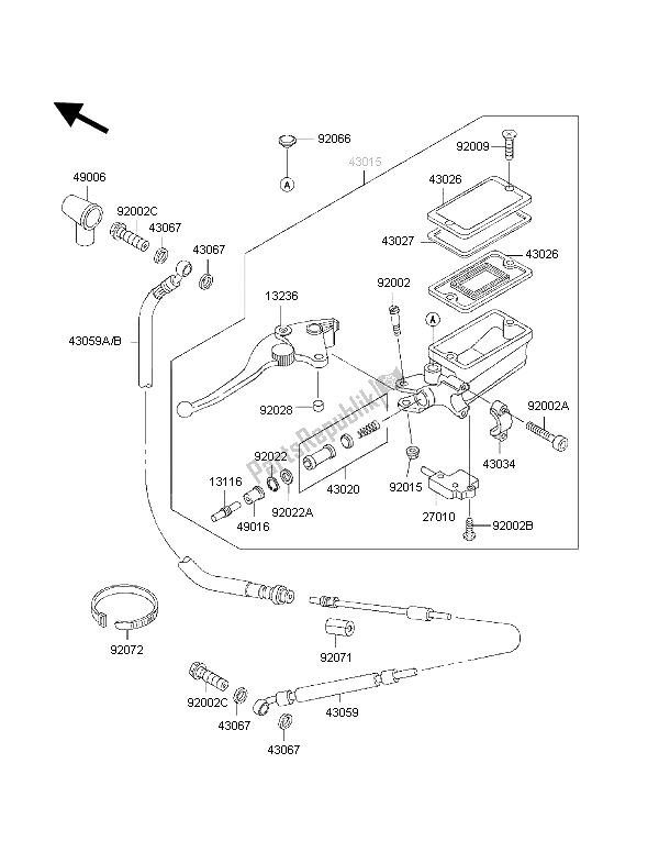 All parts for the Clutch Master Cylinder of the Kawasaki 1000 GTR 1997