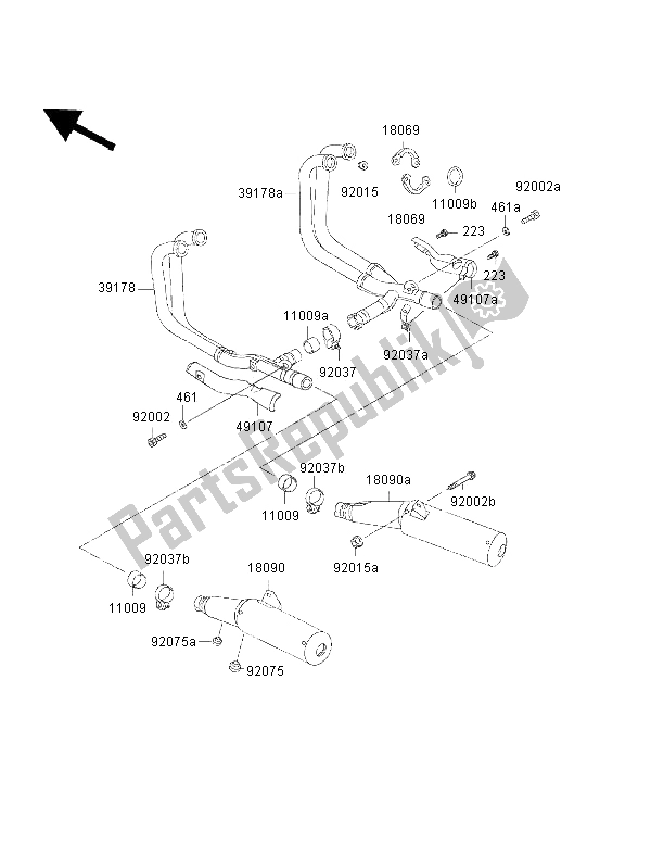 Toutes les pièces pour le Silencieux du Kawasaki 1000 GTR 2002