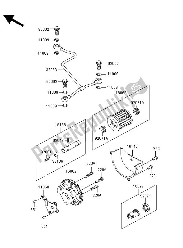 Toutes les pièces pour le La Pompe à Huile du Kawasaki KLF 300 2004