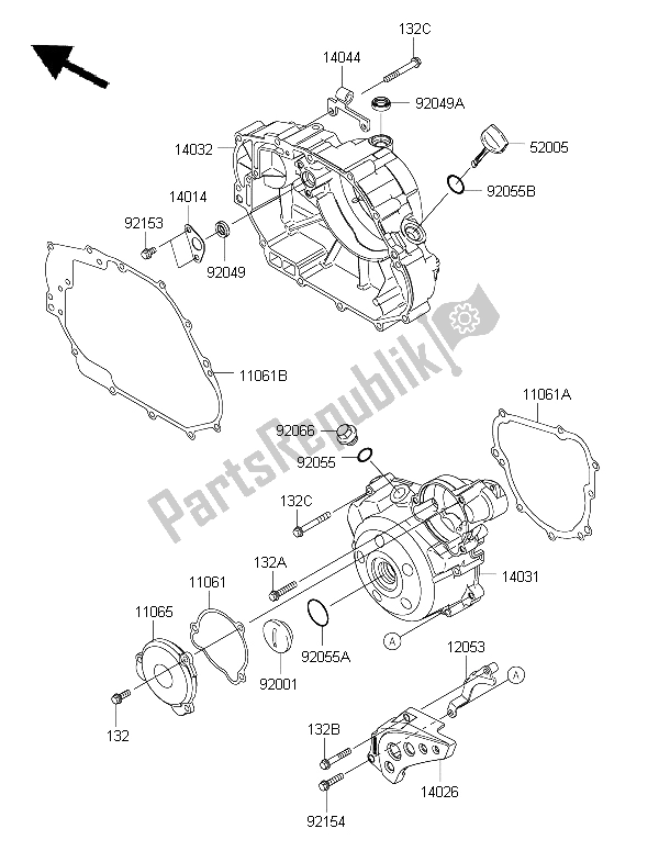 Tutte le parti per il Coperchio (i) Del Motore del Kawasaki KLX 125 2015