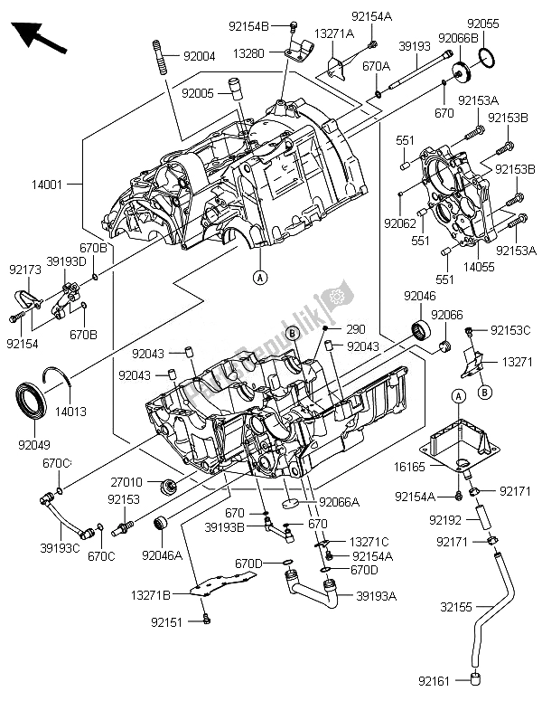 Todas las partes para Caja Del Cigüeñal de Kawasaki ER 6N ABS 650 2014