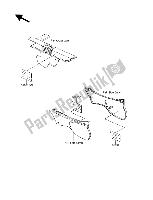 Tutte le parti per il Etichette del Kawasaki KLR 600 1993