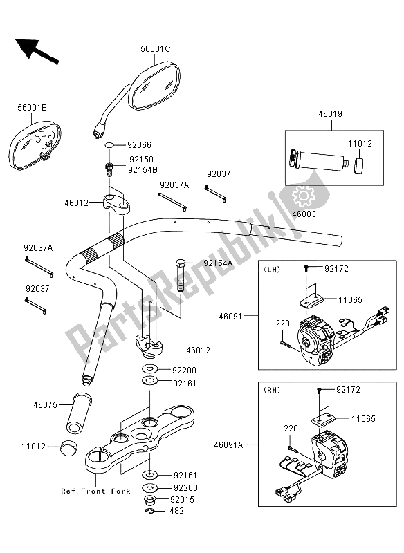 Toutes les pièces pour le Guidon du Kawasaki VN 1700 Voyager ABS 2012