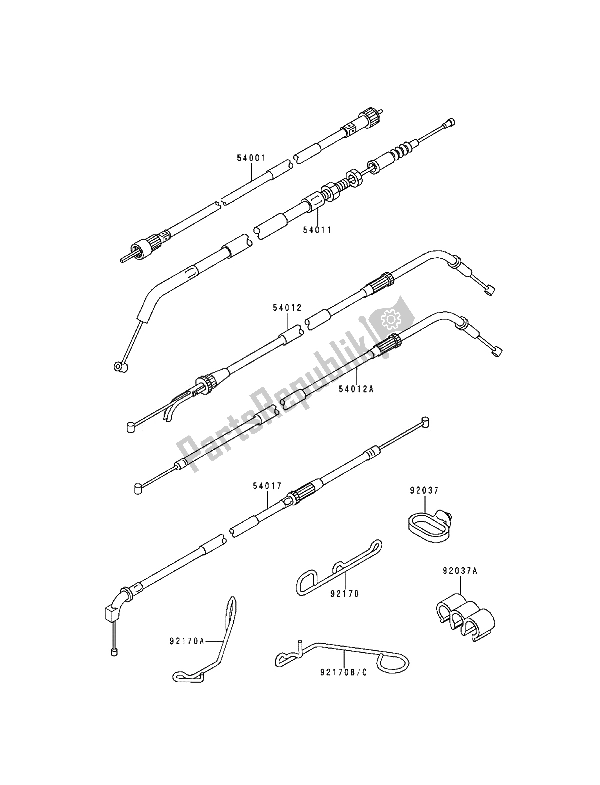 Wszystkie części do Kable Kawasaki ZZ R 600 1993