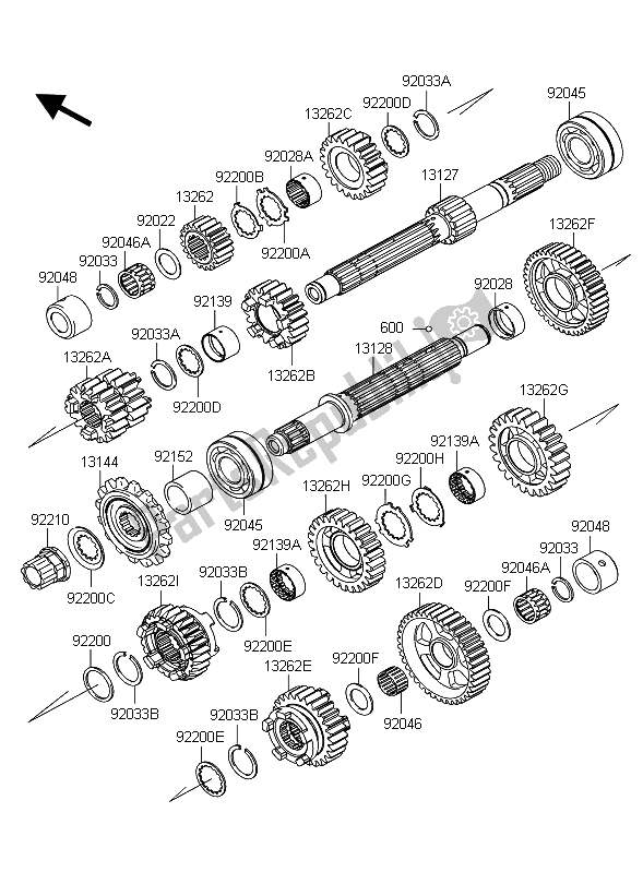 All parts for the Transmission of the Kawasaki Z 1000 2011