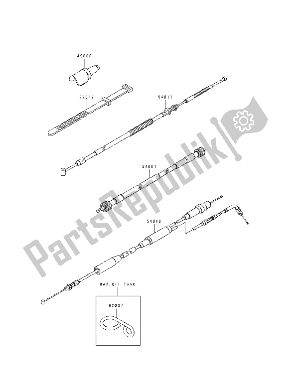 Tutte le parti per il Cavo del Kawasaki KDX 125 1992