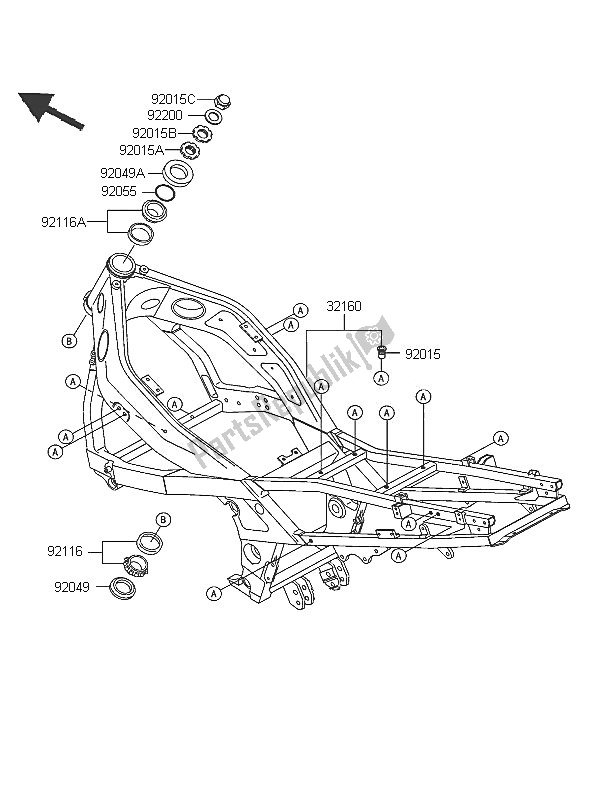 Alle onderdelen voor de Kader van de Kawasaki ZZR 600 2005