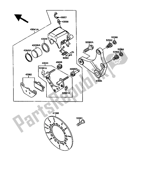 Tutte le parti per il Pinza Posteriore del Kawasaki VN 15 1500 1989