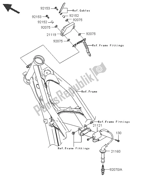 All parts for the Ignition System of the Kawasaki KX 250F 2005