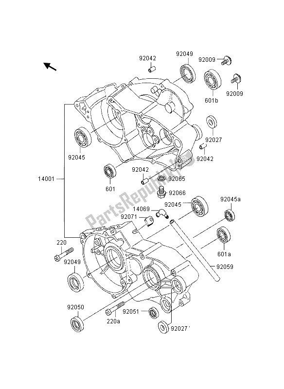 All parts for the Crankcase of the Kawasaki KX 60 1997