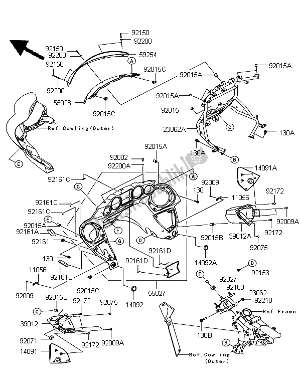 Tutte le parti per il Cowling (interno) del Kawasaki VN 1700 Voyager Custom ABS 2011