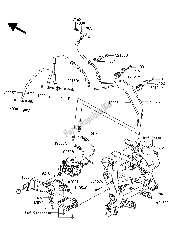 All parts for the Brake Piping of the Kawasaki Versys ABS 650 2009