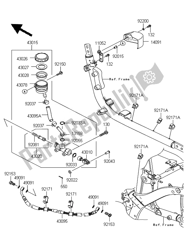 All parts for the Rear Master Cylinder of the Kawasaki VN 900 Classic 2011