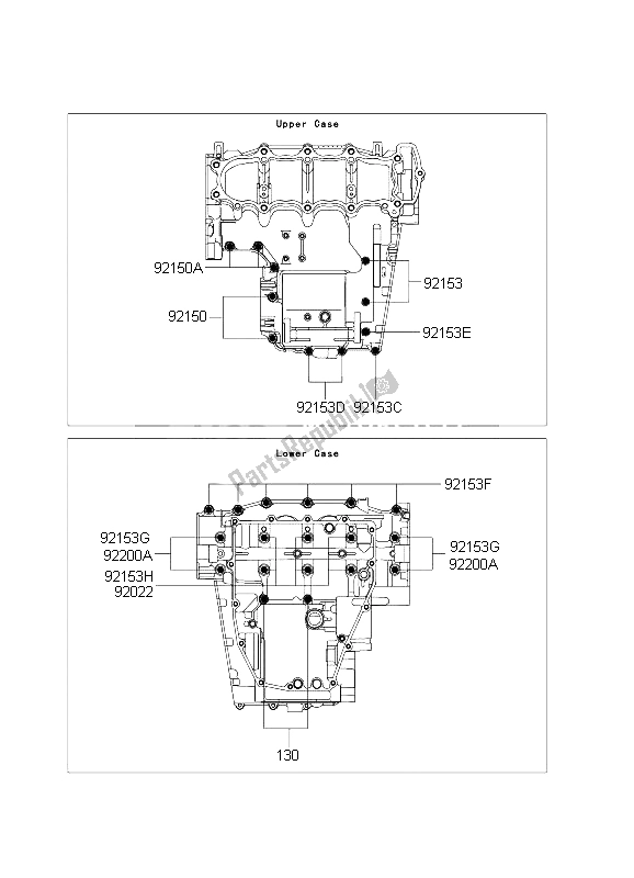 Toutes les pièces pour le Modèle De Boulon De Carter du Kawasaki Ninja ZX 6R 600 2004