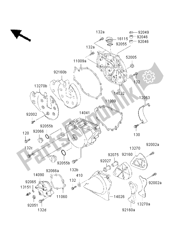 Tutte le parti per il Coperture Del Motore del Kawasaki EN 500 2002