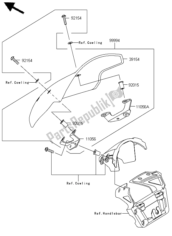 Alle onderdelen voor de Accessoire (deflector) van de Kawasaki ER 6N 650 2012