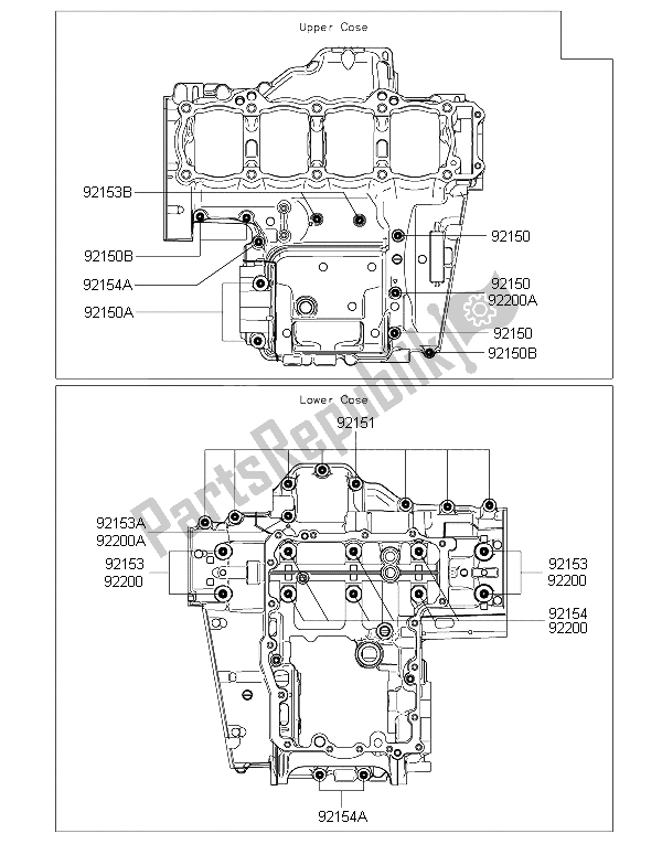 All parts for the Crankcase Bolt Pattern of the Kawasaki Versys 1000 2015
