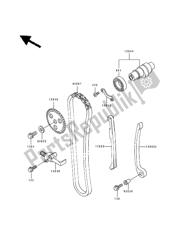 Tutte le parti per il Albero A Camme (s) E Tenditore del Kawasaki Estrella 250 1994