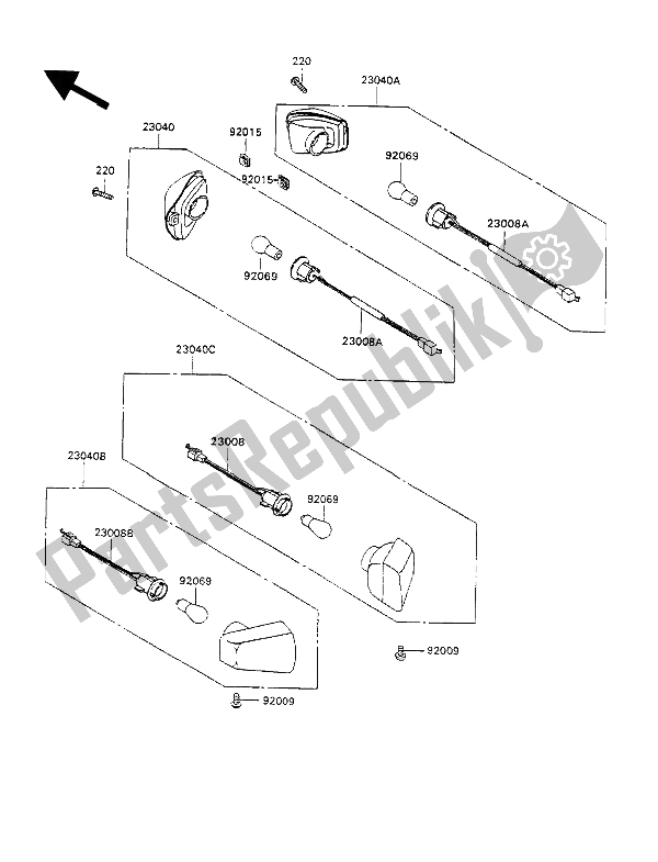 All parts for the Turn Signal of the Kawasaki ZZ R 1100 1990
