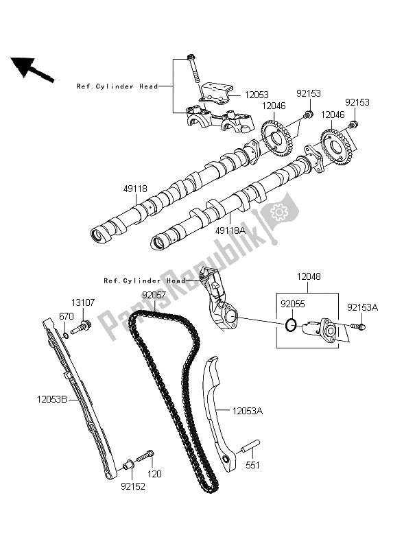 Tutte le parti per il Albero A Camme E Tenditore del Kawasaki ZZR 1400 ABS 2009