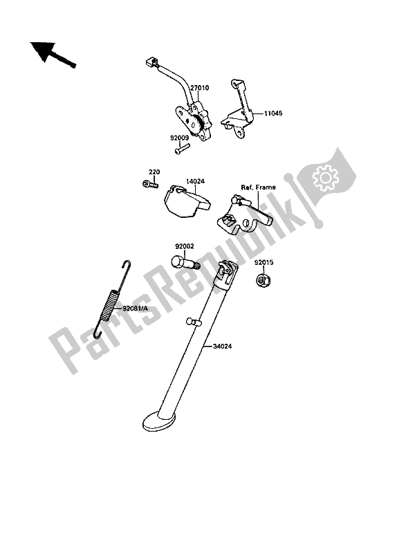All parts for the Stand(s) of the Kawasaki KLR 650 1987