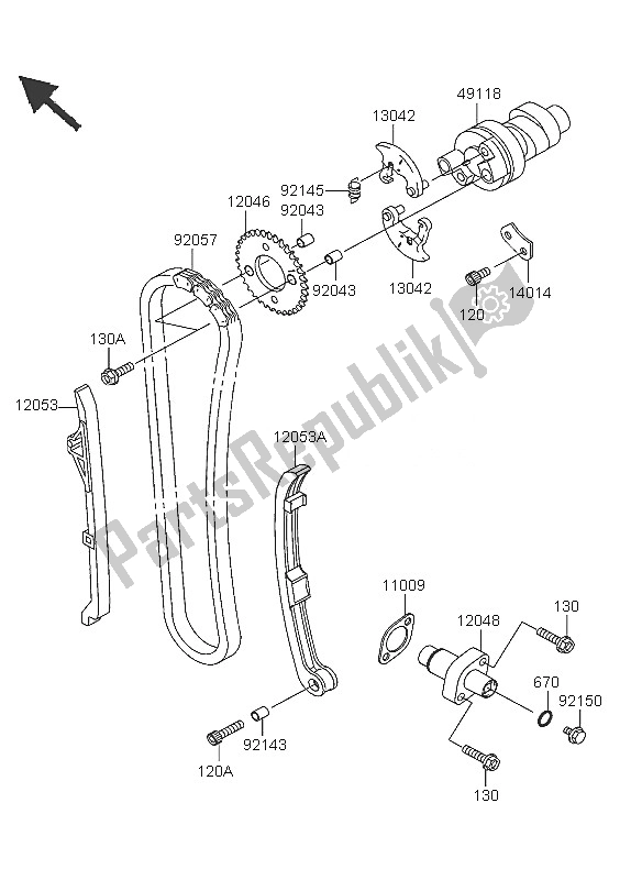 Todas las partes para árbol De Levas Y Tensor de Kawasaki KVF 360 4X4 2005