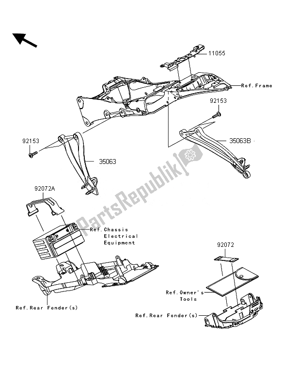 All parts for the Frame Fittings (rear) of the Kawasaki Ninja ZX 6R 600 2010