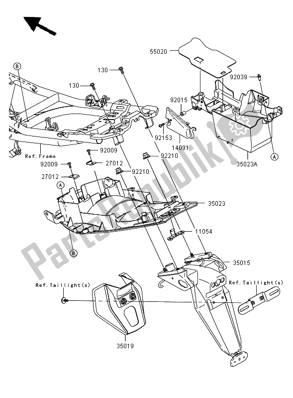 Todas as partes de Pára-choque Traseiro do Kawasaki ER 6F 650 2007