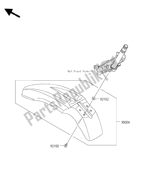 Tutte le parti per il Parafango Anteriore del Kawasaki KLX 125 2015