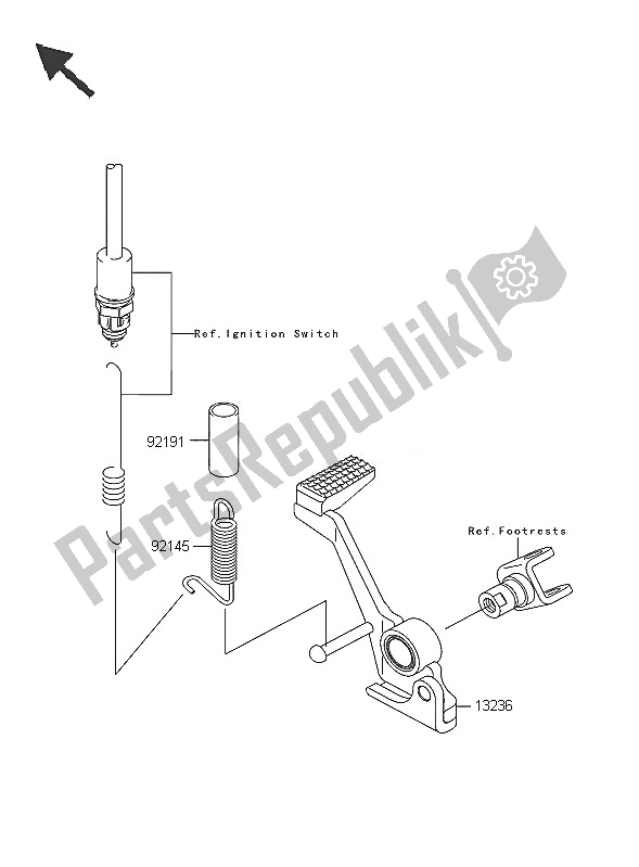 All parts for the Brake Pedal of the Kawasaki Z 1000 2005